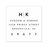 モダンな夫婦の結婚式モノグラム返信住所 セルフインキングスタンプ (デザイン)