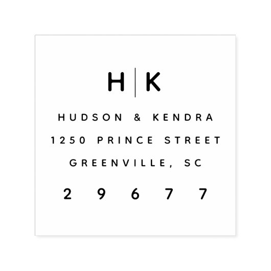 モダンな夫婦の結婚式モノグラム返信住所 セルフインキングスタンプ (デザイン)