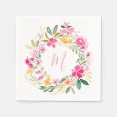 モダンな女の子のイニシャルフラワーレース スタンダードカクテルナプキン (正面)