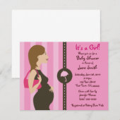 モダンな女の子のベビーシャワーの招待(ピンク) 招待状 (正面/裏面)
