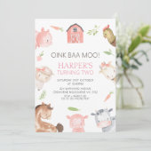 モダンな女の子のミニマルなファームをテーマにした誕生日 招待状 (スタンド正面)