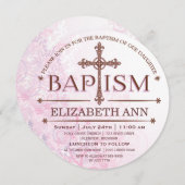 モダンな女の赤ちゃんの洗礼の円の招待状 招待状 (正面/裏面)