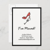 モダンな女性のための住所変更 鍵とハイヒール 案内ポストカード (正面/裏面)
