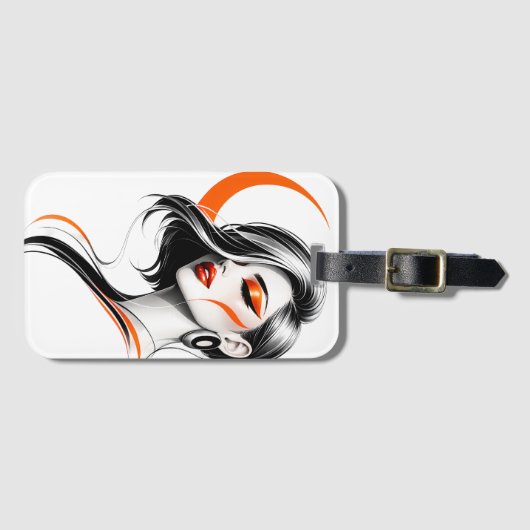 モダンな女性の贅沢な肖像画アート ラゲッジタグ (正面横)