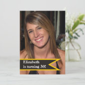 モダンな女性の40歳の誕生日シンプルフォト 招待状 (スタンド正面)