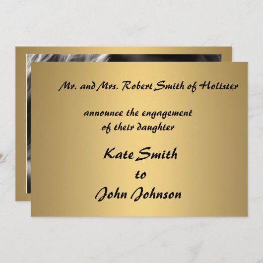 モダンな婚約の発表はテンプレートを梳きます 案内状 (正面/裏面)