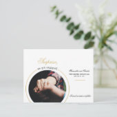 モダンな婚約記念写真パーティー インビテーションポストカード (スタンド正面)