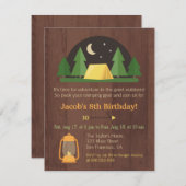 モダンな子供のキャンプのバースデーパーティ招待状 招待状 (正面/裏面)