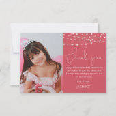 モダンな子供のピンクの写真サンクスカード サンキューカード (正面)