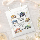 モダンな子供のモンスタートラック誕生日パーティー フェイバーバッグ (クリップ留めされた状態)