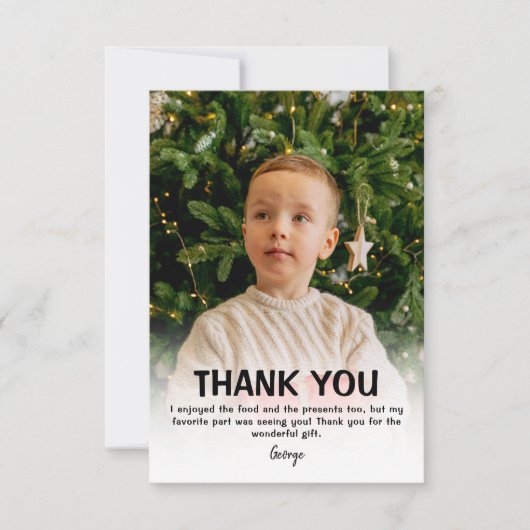 モダンな子供の写真クリスマス | サンクスカード サンキューカード (正面)