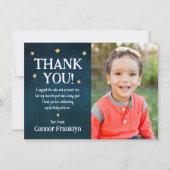 モダンな子供の写真 外宇宙の星 感謝カード (正面)