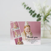 モダンな子供の写真　誕生日　ありがとう ポストカード (スタンド正面)