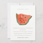 モダンな子供の手描きイラストのワ watermelon フルーツベイビーシャワー サンキューカード (正面)