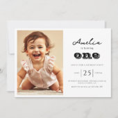 モダンな子供の誕生日パーティーの写真招待状 招待状 (正面)