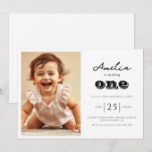 モダンな子供の誕生日パーティーの写真招待状 招待状 (正面/裏面)