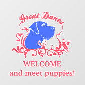 モダンな子犬販売店のウェルカムデカール ウィンドウサイン (シート)