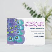 モダンな孔雀のバーのバルミツワーの応答カード 出欠カード (スタンド正面)