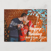 モダンな季節のクリスマス ツルハラン ホリデー フォト シーズンポストカード (正面)