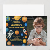 モダンな宇宙の誕生日招待状 招待状 (正面/裏面)