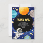 モダンな宇宙誕生日パーティーお礼カード サンキューカード (正面)