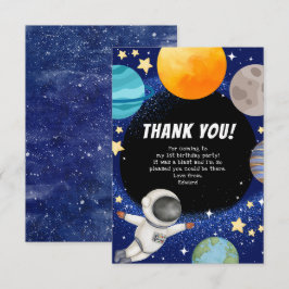 モダンな宇宙誕生日パーティーお礼カード サンキューカード