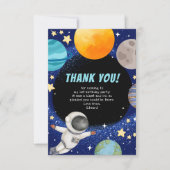 モダンな宇宙誕生日パーティーお礼カード サンキューカード (正面)