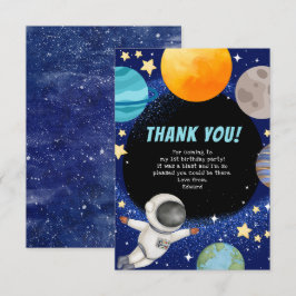 モダンな宇宙誕生日パーティーお礼カード サンキューカード