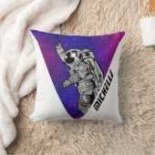 モダンな宇宙飛行士 紫色の銀河 カスタム名 クッション (ブランケット)