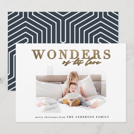 モダンな宗教的おしゃれゴールドマルチフォトクリスマス シーズンカード (正面/裏面)