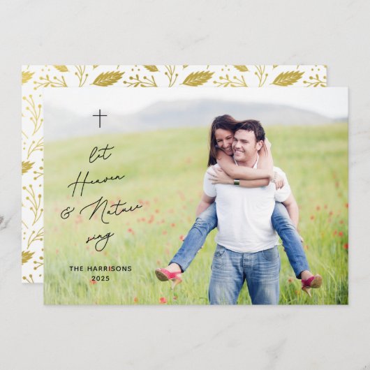 モダンな宗教的クリスマス 天と自然の写真 シーズンカード (正面/裏面)