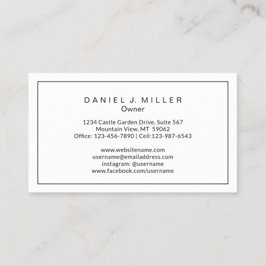 モダンな家のロゴのモノグラムの最小主義の明白なエレガント 名刺 (裏面)