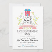 モダンな家の甘い家の引っ越し祝いパーティーのパーティー 招待状 (正面)
