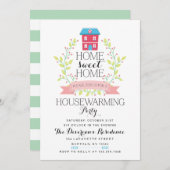 モダンな家の甘い家の引っ越し祝いパーティーのパーティー 招待状 (正面/裏面)
