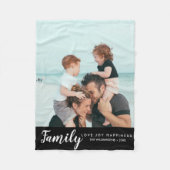 モダンな家族の写真テンプレートカスタムなあなたの単語 フリースブランケット (正面)