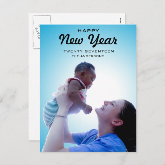 モダンな家族写真|の明けましておめでとう2017年 シーズンポストカード (正面/裏面)
