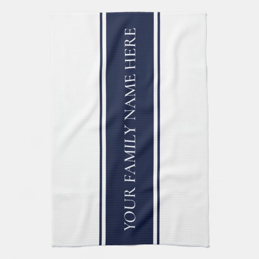モダンな家族海軍白の台所 キッチンタオル (縦)