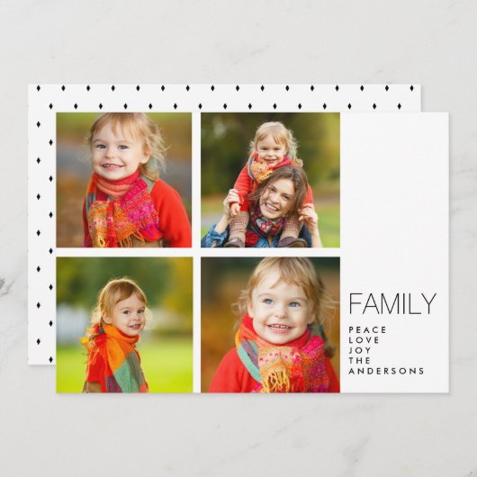モダンな家族4の写真のコラージュの休日の写真 シーズンカード (正面/裏面)
