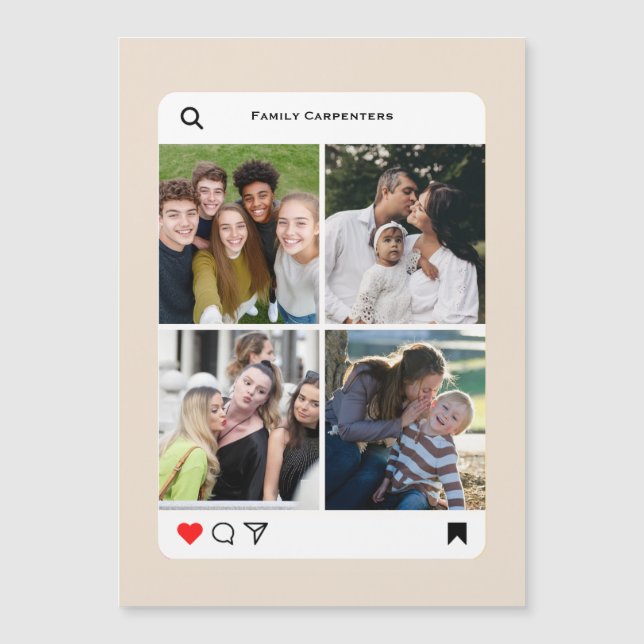 モダンな家族4枚の写真シンプルなInstagramスタイル (正面)
