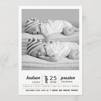 モダンな対の誕生の発表 案内状