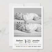 モダンな対の誕生の発表 案内状 (正面)