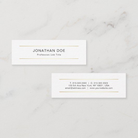 モダンな専門のエレガントでお洒落で明白な金ゴールドライン スキニー名刺 (正面/裏面)