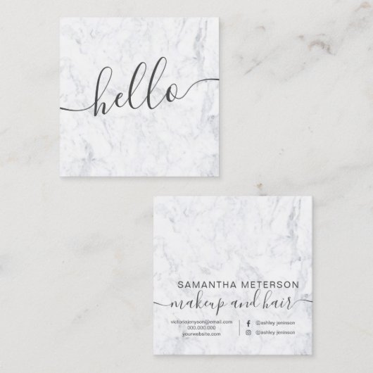 モダンな専門のエレガントで白い大理石こんにちは スクエア名刺 (正面/裏面)