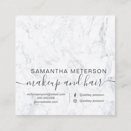 モダンな専門のエレガントで白い大理石こんにちは スクエア名刺 (裏面)