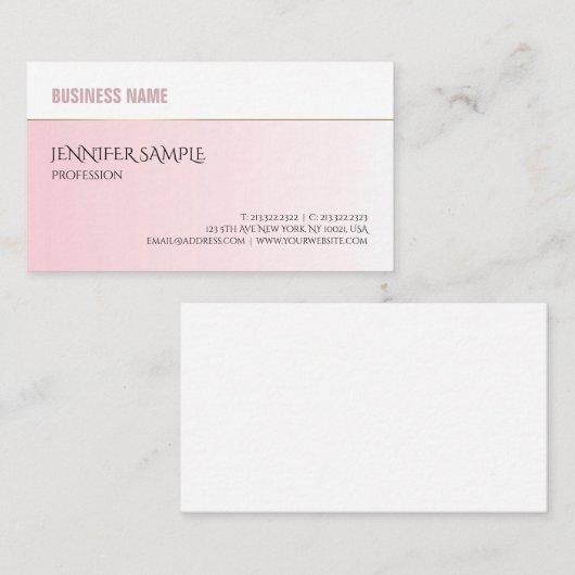 モダンな専門のエレガントなピンクのホワイトゴールドのシンプル 名刺 (正面/裏面)