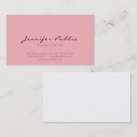 モダンな専門のエレガントなピンクの白くきれいな平野 名刺 (正面/裏面)