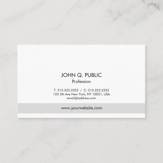 モダンな専門のエレガントな灰色白のシンプルな上品 名刺 (裏面)