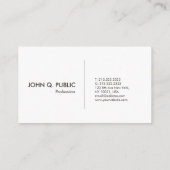 モダンな専門のエレガントな白黒シンプル 名刺 (裏面)