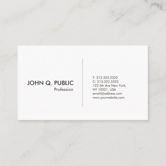 モダンな専門のエレガントな白黒シンプル 名刺 (裏面)