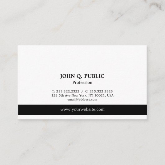 モダンな専門のエレガントな白黒シンプル 名刺 (正面)